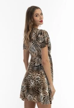 Faina Mit Animal-Print - Jurk - Beige -Faina 0191f6886f904a58a3a761ebe41255df