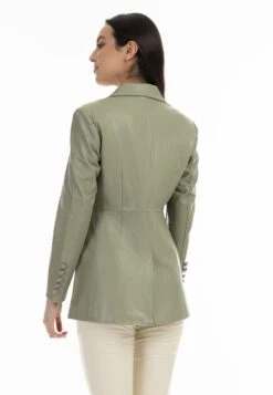 Faina Imitatieleren Jas - Grau Oliv -Faina 08bacd4ff01b403ea09b2e4bf3ea2c85