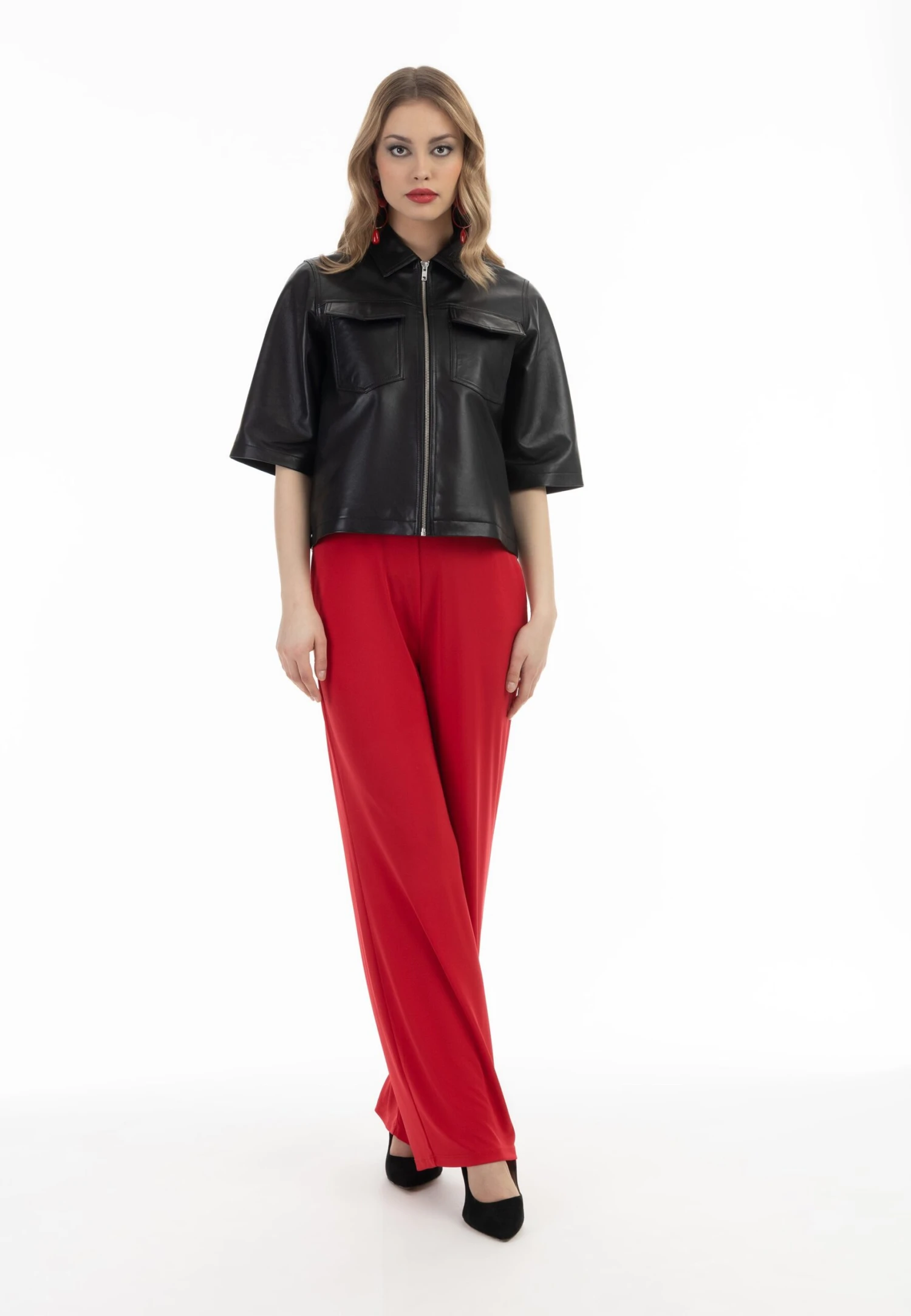 Faina Leren Jas - Zwart 2 Faina Leren Jas - Zwart - Afbeelding 2