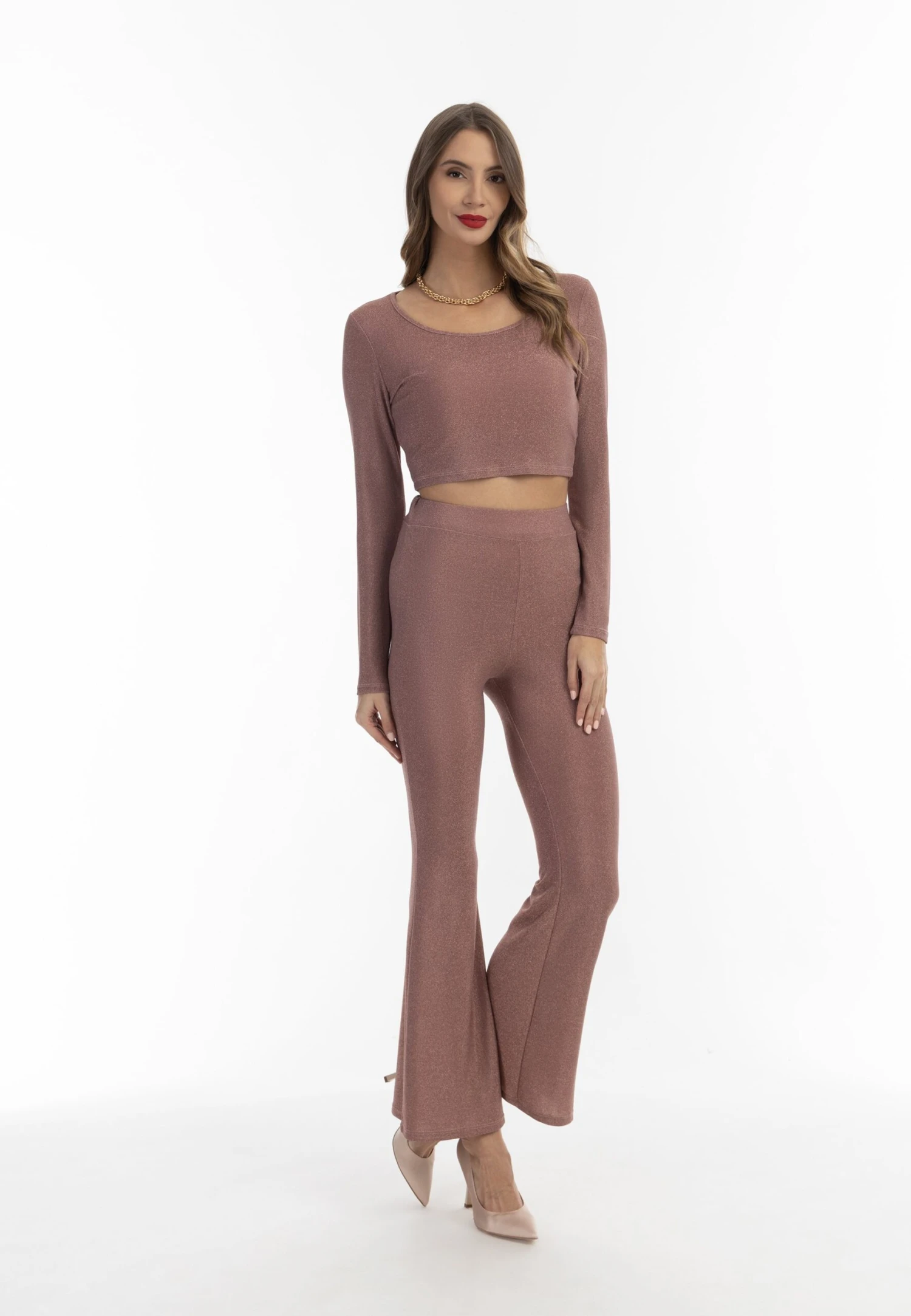 Faina Cropped- Longsleeve - Altrosa 2 Faina Cropped- Longsleeve - Altrosa - Afbeelding 2