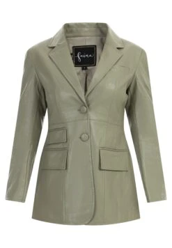 Faina Imitatieleren Jas - Grau Oliv -Faina 0e2adbe027ab470fb4251ce80359b585