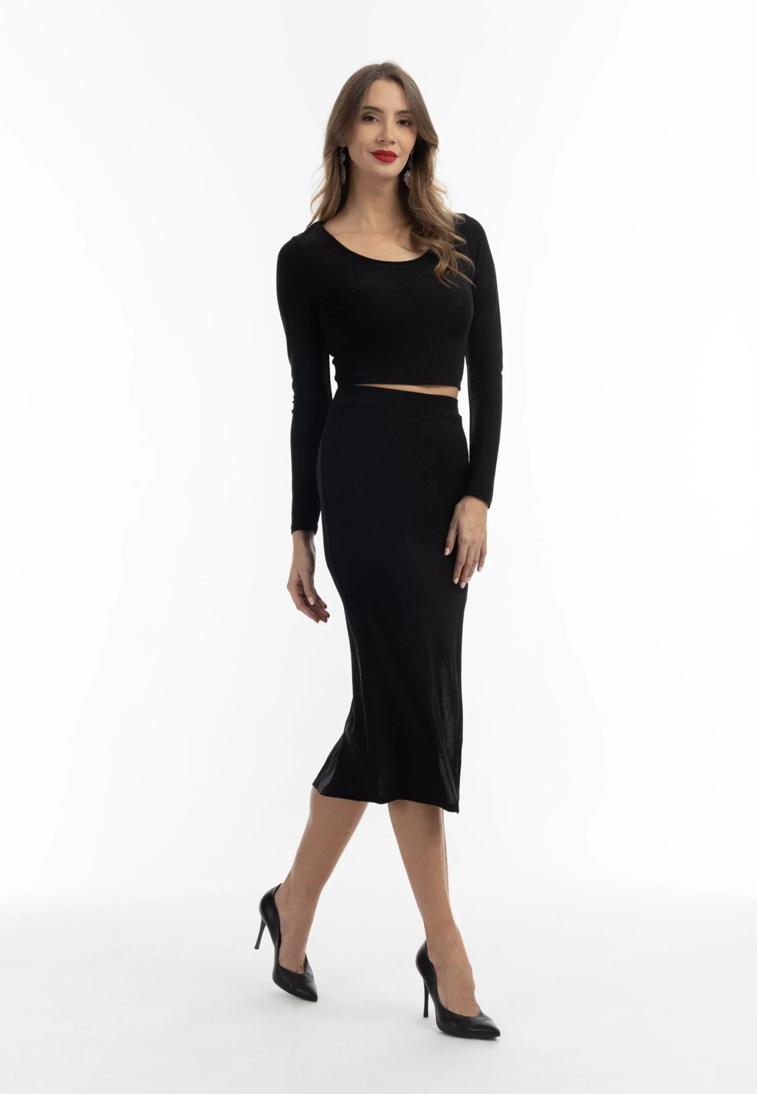 Faina Cropped- Longsleeve - Schwarz 2 Faina Cropped- Longsleeve - Schwarz - Afbeelding 2