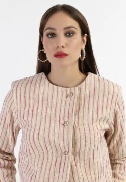 Faina Kurze - Blazer - Pink Wollweisser Streifen -Faina 29147a9c42c34d9e918b53b64a04287e