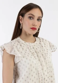 Faina Mit Rüschenärmeln Minya - Overhemdblouse - Wollweiss Mit Goldenen Punkten -Faina 29f8c176a8564e9fbef2a3c9bfbe34ee