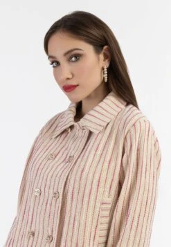 Faina Kurze Carban - Lichte Jas - Pink/Wollweisser Streifen -Faina 3d5b66776b4741a58441e9d40b6de910