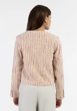 Faina Kurze - Blazer - Pink Wollweisser Streifen -Faina 3f0d4a0b58f44a7e9013882d782cb48c