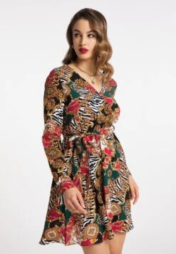 Faina Mioki - Jurk - Rot Mehrfarbig