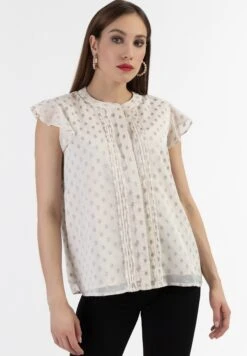 Faina Mit Rüschenärmeln Minya - Overhemdblouse - Wollweiss Mit Goldenen Punkten