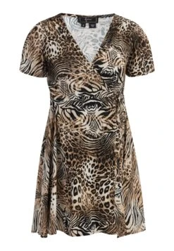 Faina Mit Animal-Print - Jurk - Beige -Faina 4d36b0b2003d4128a079a0bb5f0b405a