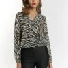 Faina Mit Zebraprint - Blouse - Weiss Schwarz