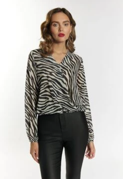 Faina Mit Zebraprint - Blouse - Weiss Schwarz