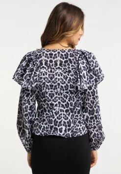 Faina Blouse - Schwarz Weiss Leo -Faina 77f64bd68a544656841755d17f87f414