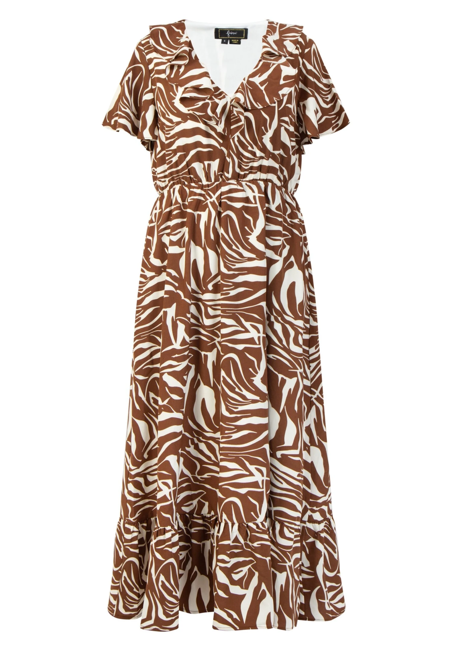 Faina Mit Zebra-Print- Jurk - Braun Weiss 5 Faina Mit Zebra-Print- Jurk - Braun Weiss - Afbeelding 5