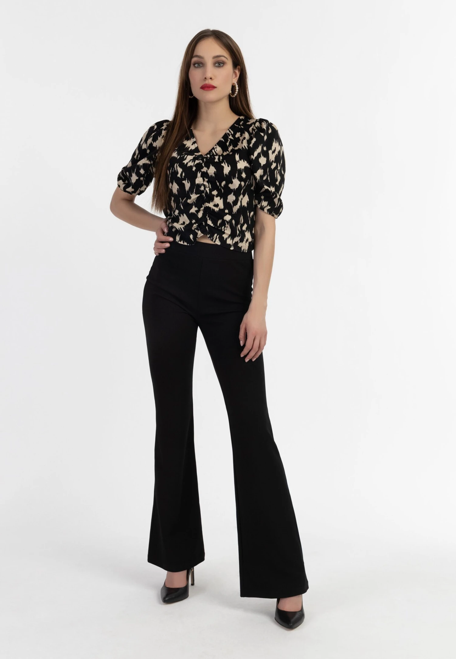 Faina Caneva - Blouse - Schwarz Beige 2 Faina Caneva - Blouse - Schwarz Beige - Afbeelding 2