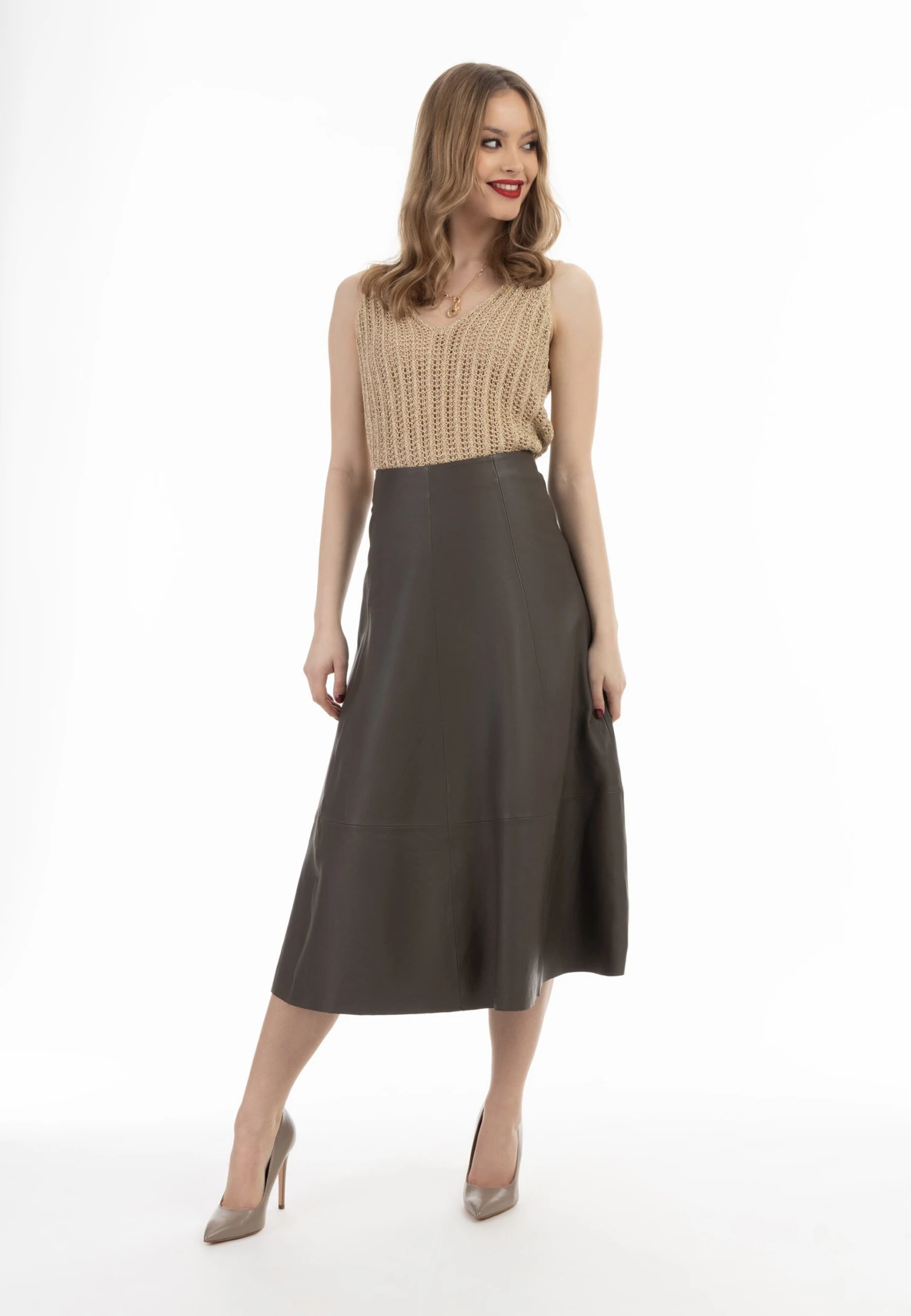 Faina A-Lijn Rok - Taupe 2 Faina A-Lijn Rok - Taupe - Afbeelding 2