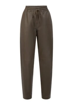 Faina Leren Broek - Taupe -Faina b12be91a863241298c46d9c2f0c782b2