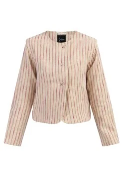 Faina Kurze - Blazer - Pink Wollweisser Streifen -Faina b401caef51fc4a31933f66d92c0badef