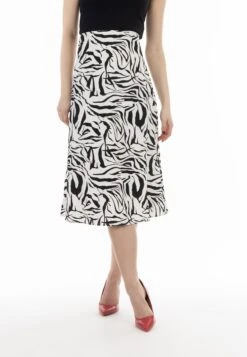 Faina Mit Zebra Print - A-Lijn Rok - Weiss/Schwarz