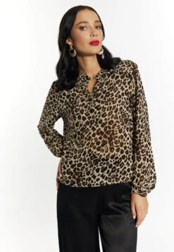 Faina Mit Leo-Print - Blouse - Beige Leo
