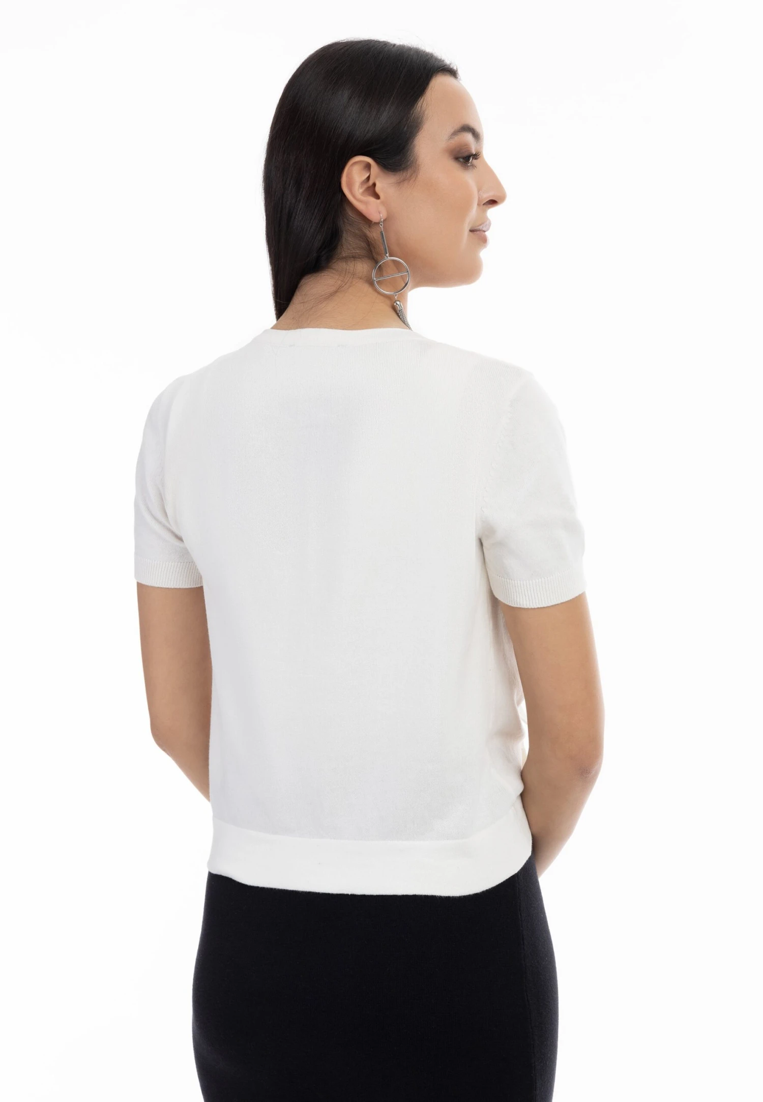 Faina Kurzarm - T-Shirt Basic - Wollweiss 3 Faina Kurzarm - T-Shirt Basic - Wollweiss - Afbeelding 3