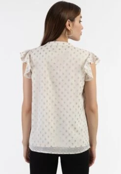 Faina Mit Rüschenärmeln Minya - Overhemdblouse - Wollweiss Mit Goldenen Punkten -Faina e31a6fc2099248c3b55170842b575305
