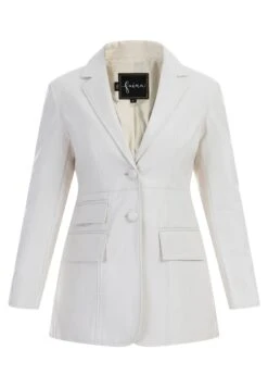 Faina Imitatieleren Jas - Creme -Faina e4384e61021d48c2a2963a5a7618e1ef