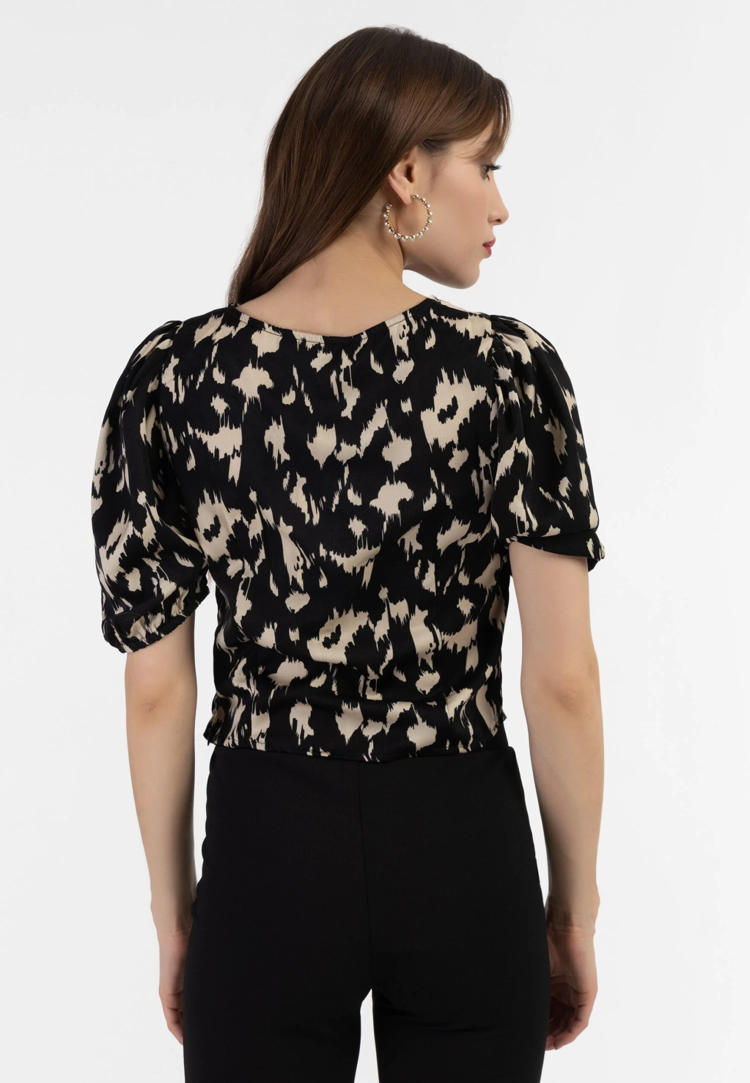 Faina Caneva - Blouse - Schwarz Beige 3 Faina Caneva - Blouse - Schwarz Beige - Afbeelding 3