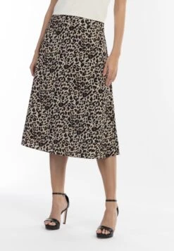 Faina Mit Leo Print - A-Lijn Rok - Beige Leo