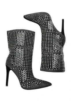 Faina Mioki - Enkellaarsjes Met Hoge Hak - Schwarz Silber -Faina fcfad34a18ac4822bd2b8dc75e7f73ef